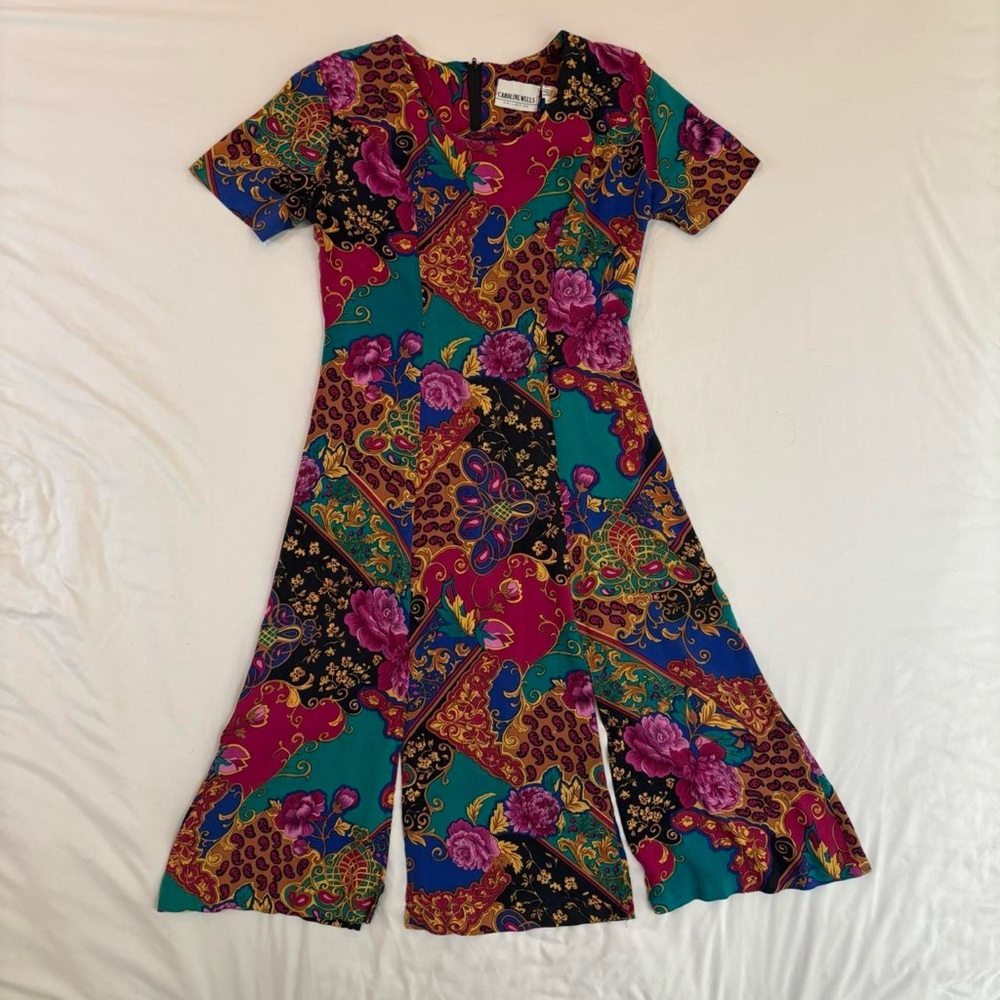 Vibrant Multicolored Paisley Patchwork Dress With… - image 4